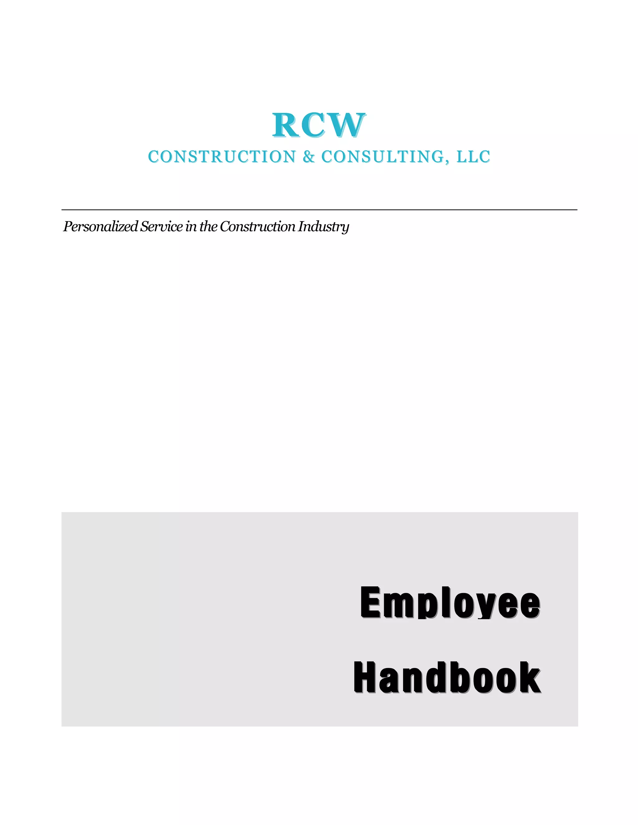 RCW Construction Employee Handbook | PDF