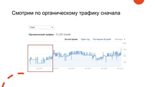 Смотрим по органическому трафику сначала
 