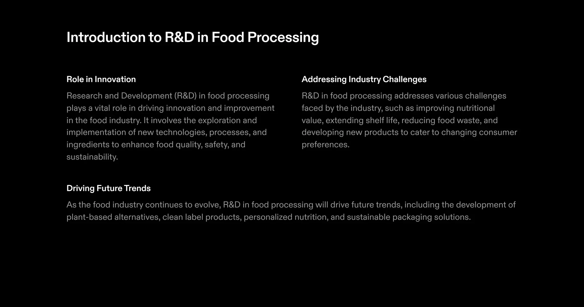 Foodtech Rnd Research and development-in-Food-Processing | PDF