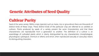 Genetic Attributes of Seed Quality
Cultivar Purity
 