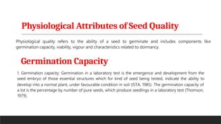 Physiological Attributes of Seed Quality
Germination Capacity
 