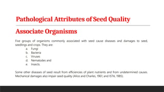 Pathological Attributes of Seed Quality
Associate Organisms
 