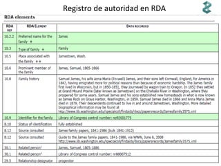 Registro de autoridad en RDA

 