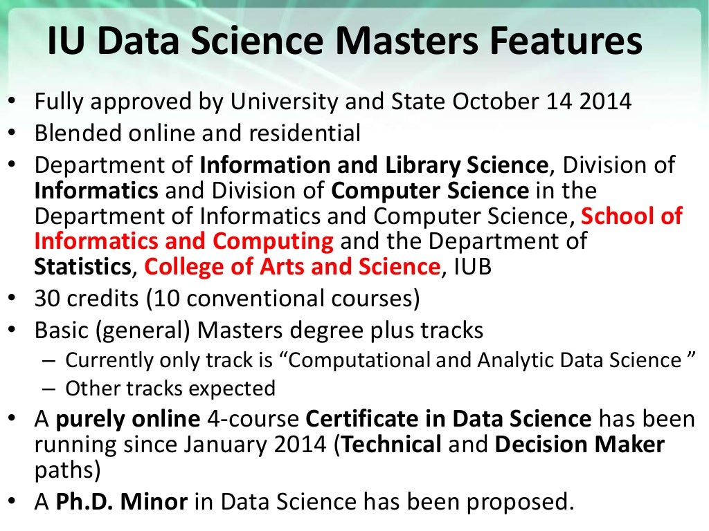 Data Science Curriculum at Indiana University