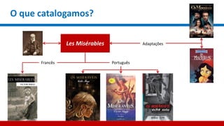 O que catalogamos?
Les Misérables
Francês Português
Adaptações
 