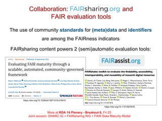 FAIRsharing for RDA Funders Forum