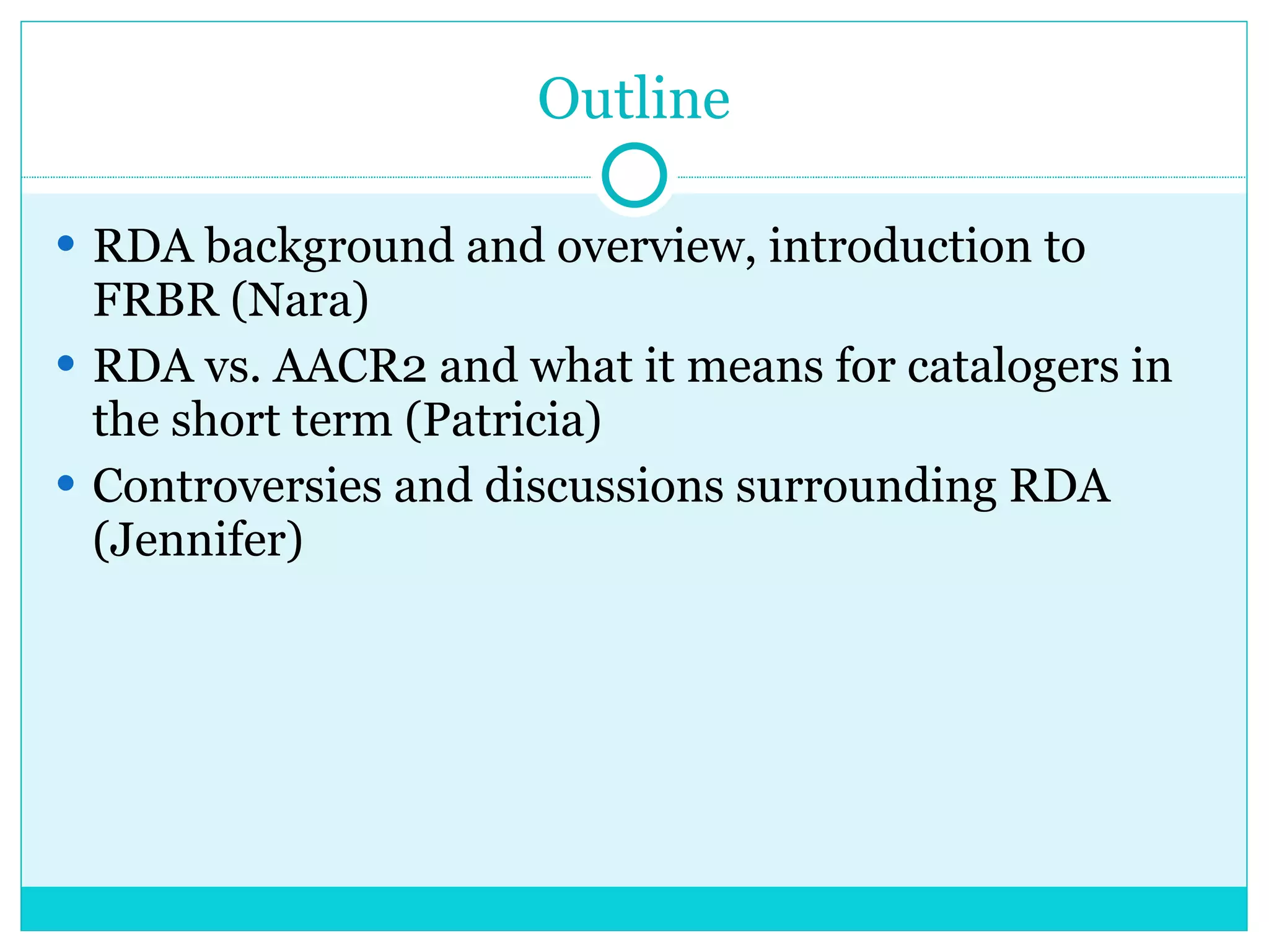 RDA (Resource Description & Access) | PPT