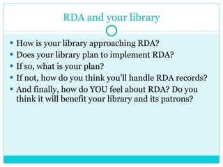 RDA (Resource Description & Access) | PPT