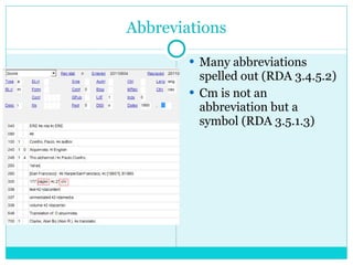 RDA (Resource Description & Access) Slide 31