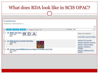What does RDA look like in SCIS OPAC?

 