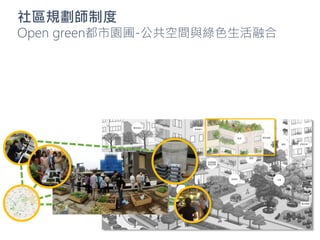 社區規劃師制度
Open green都市園圃-公共空間與綠色生活融合
 