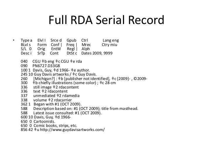 RDA Serials Cataloging