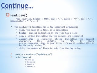 Read Csv2 R R data interfaces | PPTX