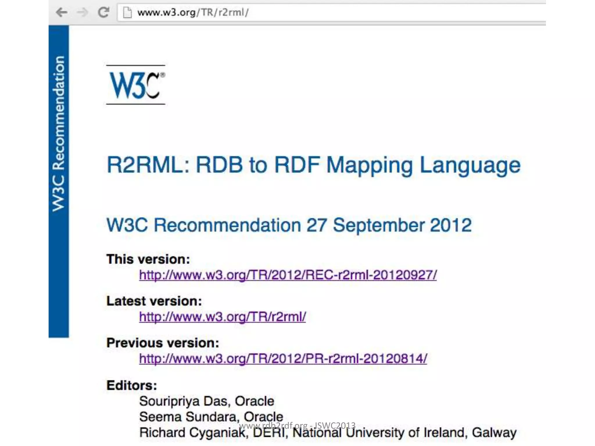 www.rdb2rdf.org - ISWC2013

 