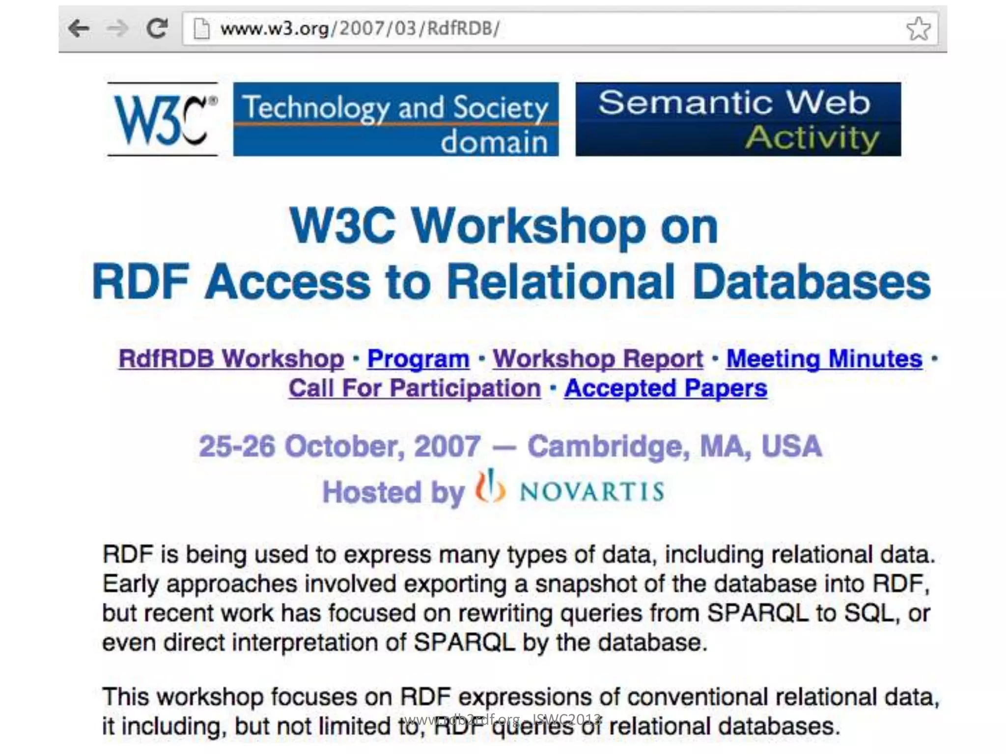 www.rdb2rdf.org - ISWC2013

 