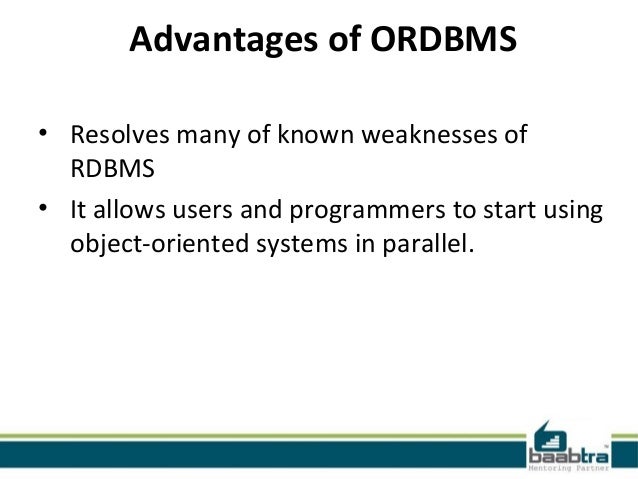 object-relational database advantages and disadvantages