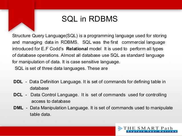 the smartpath information systems basic rdbms concepts rdbms definition