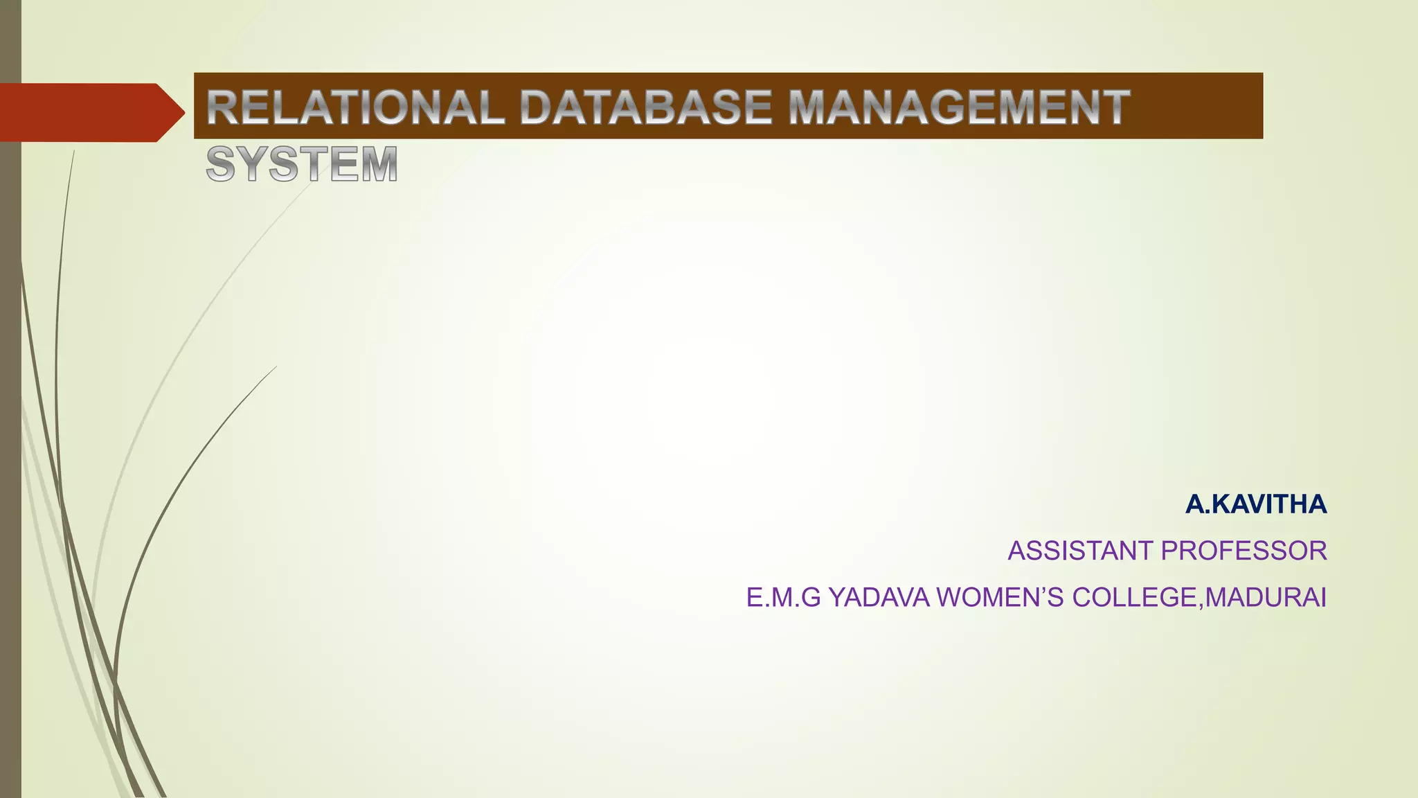 Relational Database Management System part II | PPTX