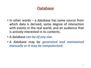 Overview of Data Base Systems Concepts and Architecture | PPTX