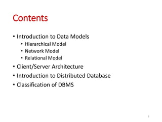 Database Models, Client-Server Architecture, Distributed Database and ...
