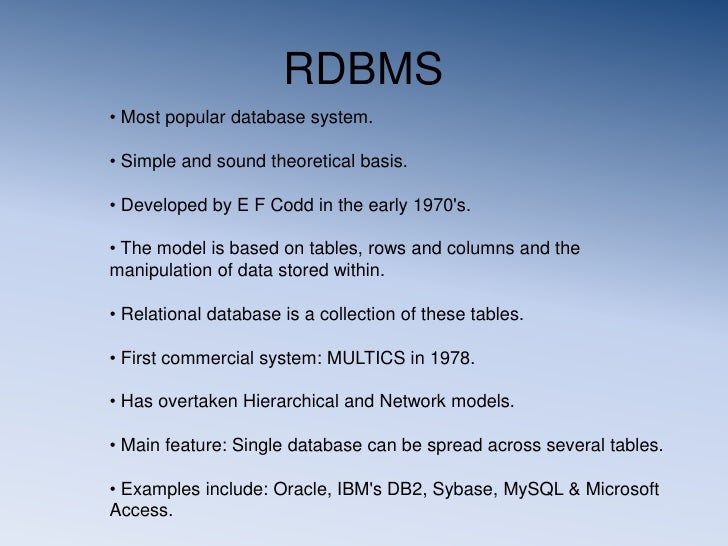 Rdbms rdbms