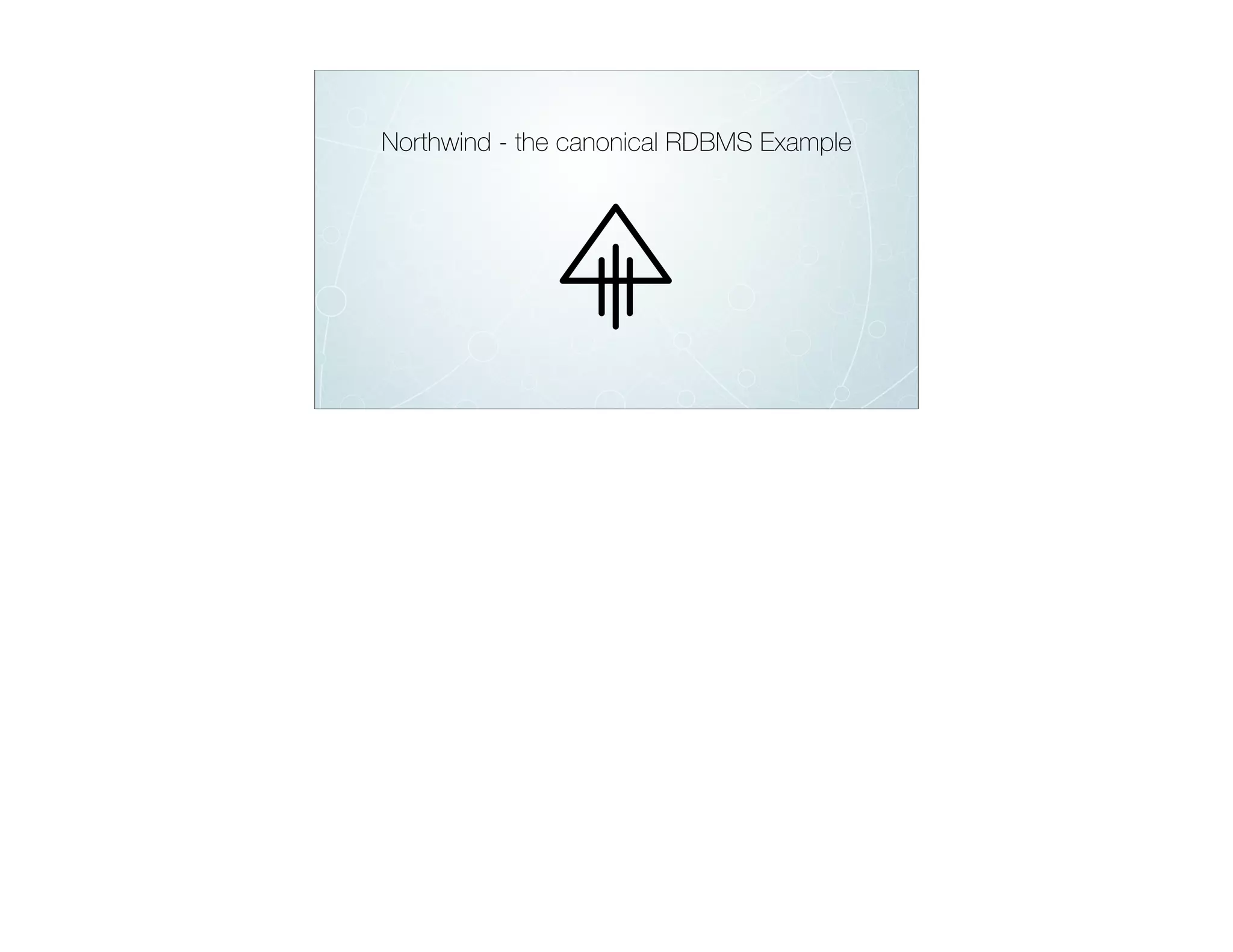 Northwind - the canonical RDBMS Example
 