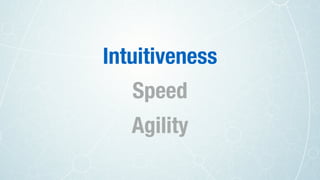 Intuitiveness
Speed
Agility
 