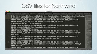 CSV ﬁles for Northwind
 