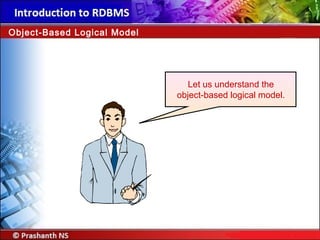 Let us understand the
object-based logical model.
Object-Based Logical Model
 