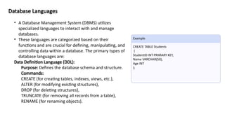 Introduction to database, Features, structure | PPTX