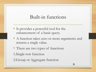 RDBMS WORKING WITH TABLES AND FUNCTIONS. | PPT