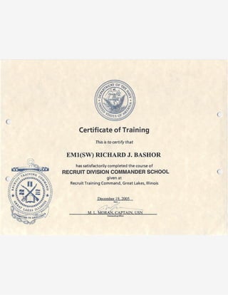 Recruit Division Commander Course Certificate