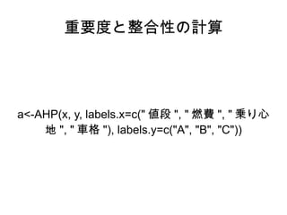 ҪȤԤӋ




a<-AHP(x, y, labels.x=c("  ", " ȼM ", " \
     ", " ܇ "), labels.y=c("A", "B", "C"))
 