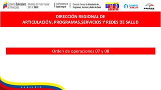 Orden de operaciones 07 y 08
DIRECCIÓN REGIONAL DE
ARTICULACIÓN, PROGRAMAS,SERVICIOS Y REDES DE SALUD
 