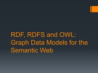 RDF, RDFS and OWL:
Graph Data Models for the
Semantic Web
 