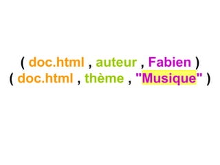 http://inria.fr/~fabien#me
http://inria.fr/schema#author
http://inria.fr/rr/doc.html
http://inria.fr/schema#theme
"Musique"
 