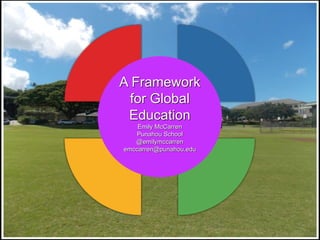 A Framework
for Global
Education
Emily McCarren
Punahou School
@emilymccarren
emccarren@punahou.edu
 