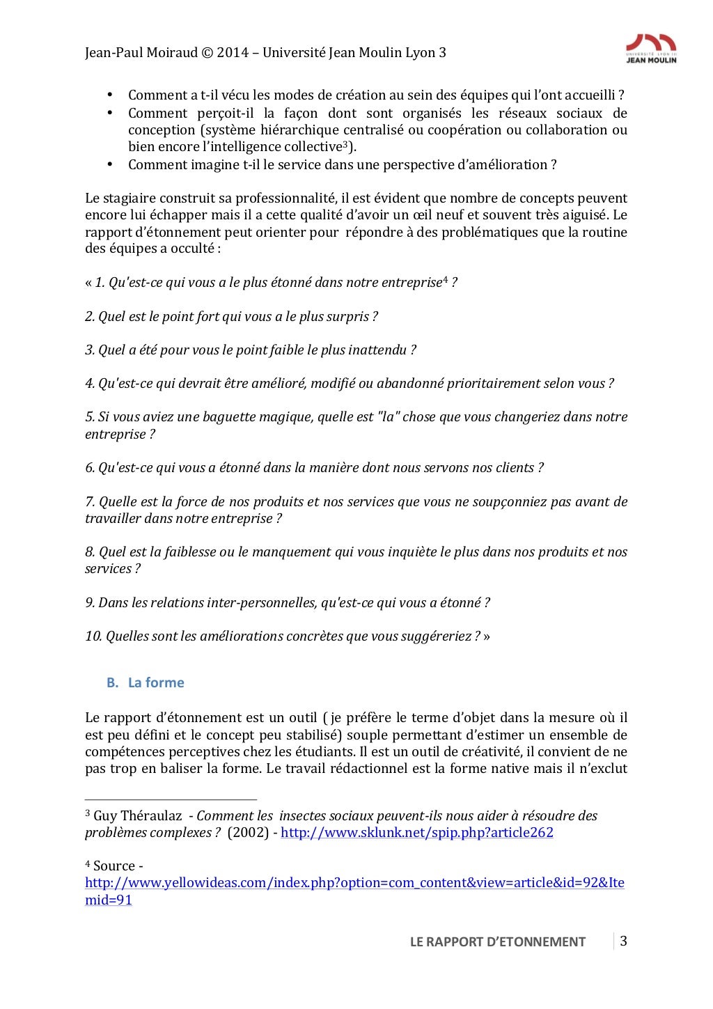 Rédiger un rapport d’étonnement  Réflexions