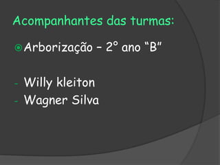Acompanhantes das turmas:

 Arborização   – 2° ano “B”

- Willy kleiton
- Wagner Silva
 