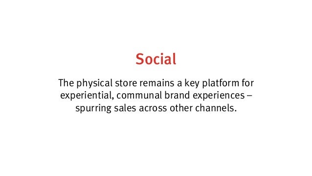 Social
The physical store remains a key platform for
experiential, communal brand experiences –
spurring sales across othe...