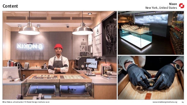 www.retaildesigninstitute.org 24What Makes a Destination? © Retail Design Institute 2016
Content
Nixon
New York, United St...