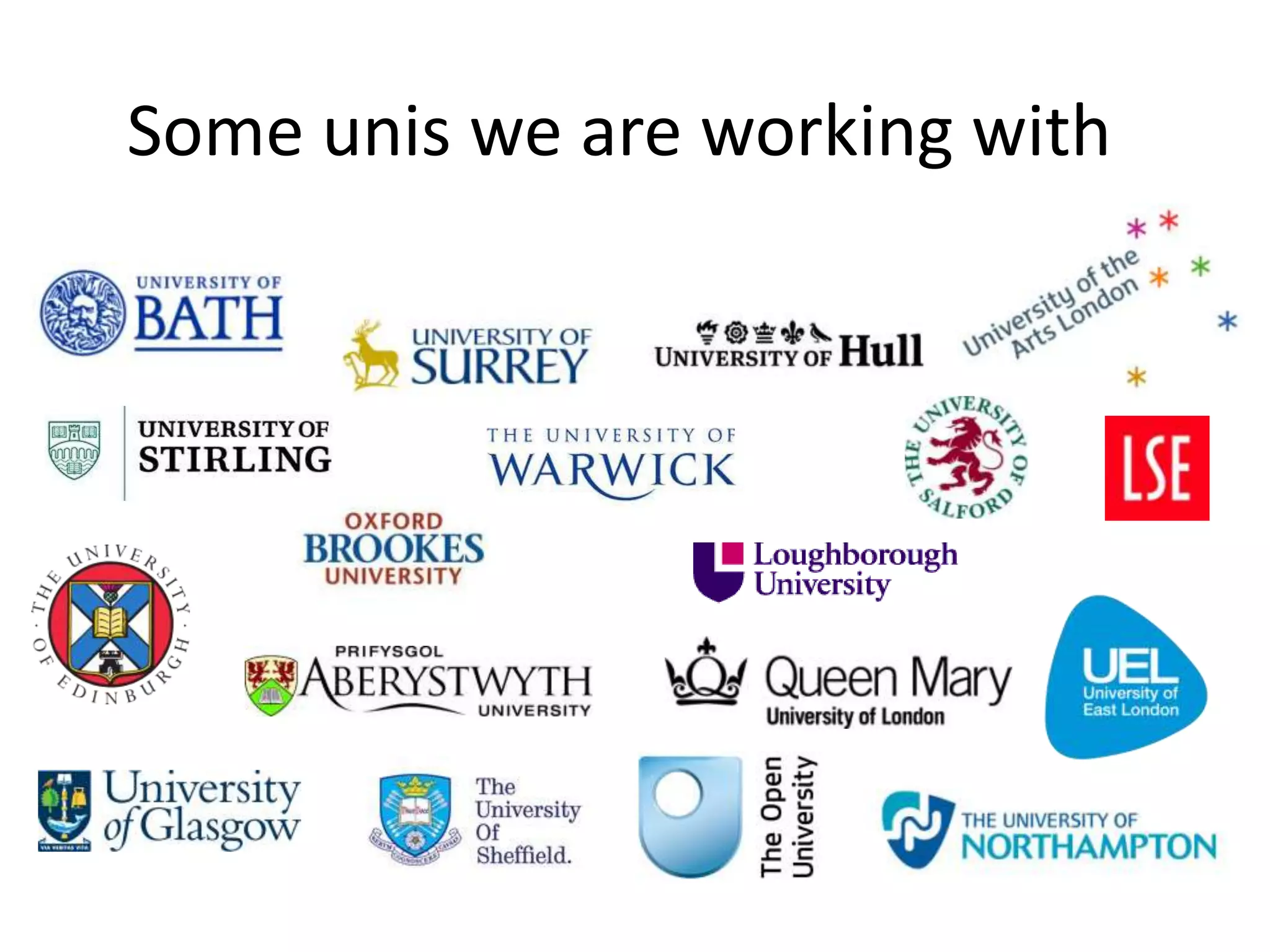 Some unis we are working with
 