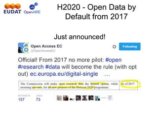 Just announced!
H2020 - Open Data by
Default from 2017
 