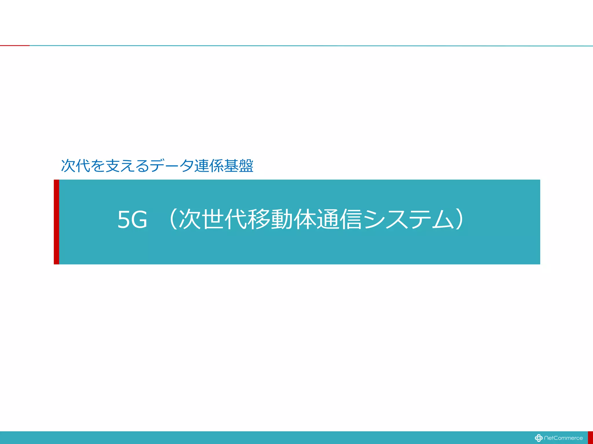 5G （次世代移動体通信システム）
次代を支えるデータ連係基盤
 