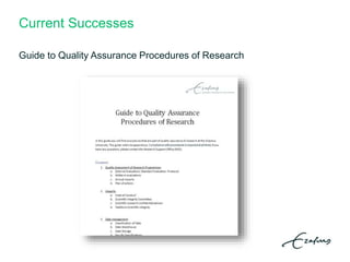 Current Successes
Guide to Quality Assurance Procedures of Research
 