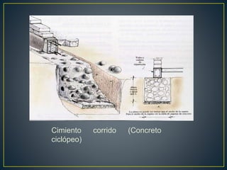 Cimiento corrido (Concreto
ciclópeo)
 