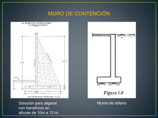 MURO DE CONTENCIÓN
Solución para aligerar
con beneficios en
alturas de 10m a 12 m.
Muros de sótano
 
