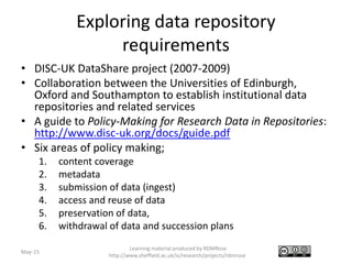 RDMRose 2.3 Institutional data repository policies | PPTX