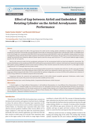 Effect of Gap between Airfoil and Embedded Rotating Cylinder on the ...