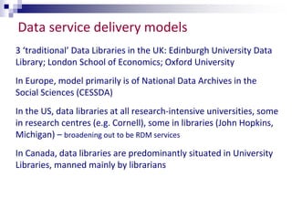 RDM through a UK lens - New Roles for Librarians? 